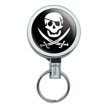 SKULL PUNISHER RETRACTABLE ID REEL BADGE WITH GUN CHARM